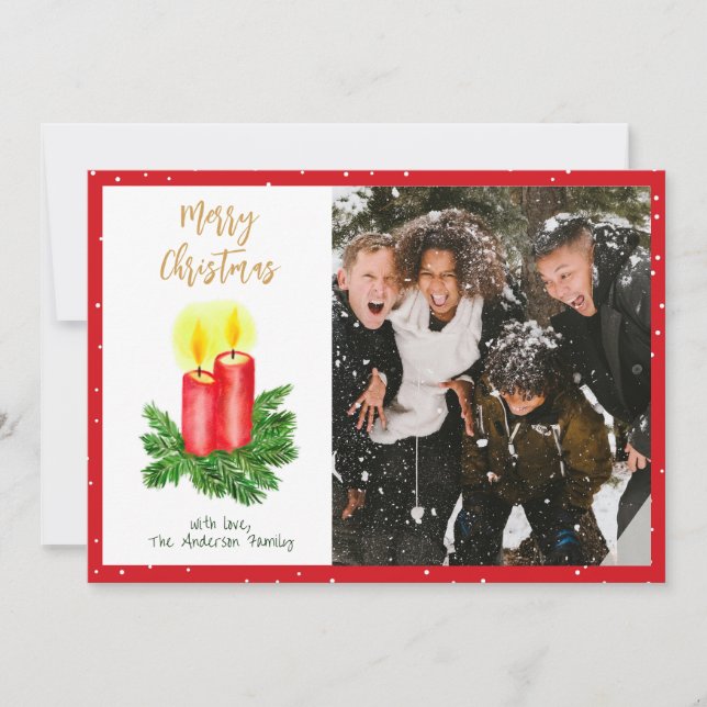 The Spirt of Christmas Advent Candles Photo Holiday Card (Front)