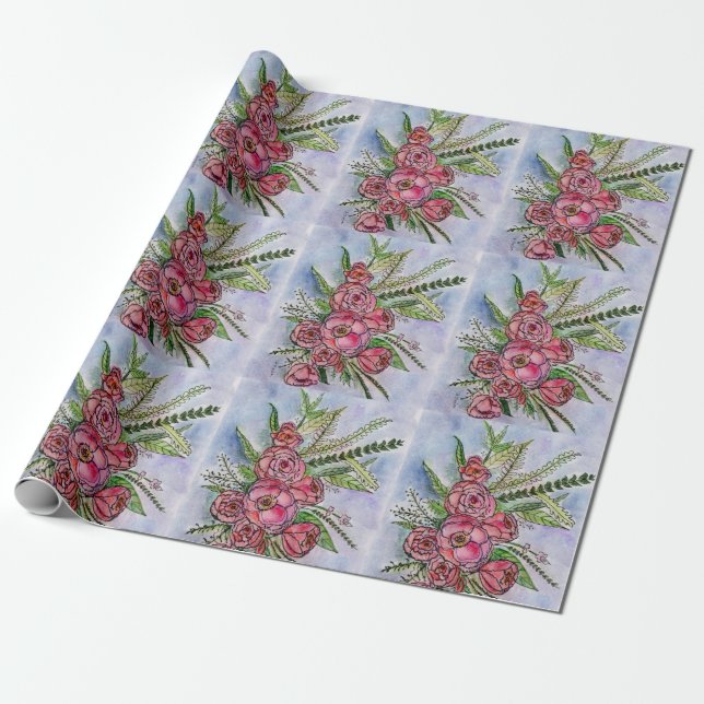 The Splendor of Roses design on wrapping paper (Unrolled)