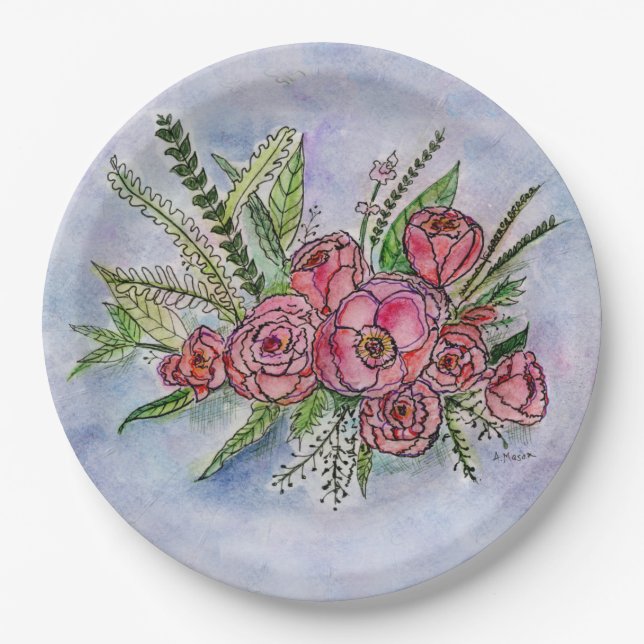 The Splendor of Roses on a Paper Plate (Front)