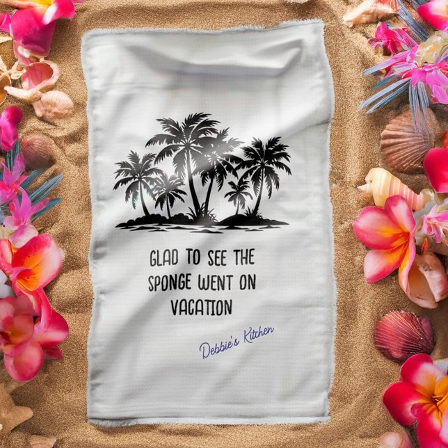The Sponge Went on Vacation Kitchen Towel (Creator Uploaded)