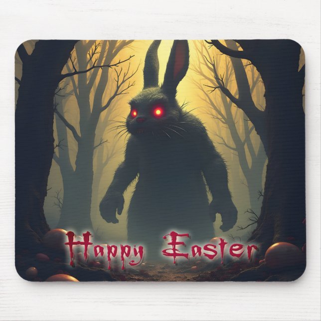 The Spooky Easter Bunny in the Shadowy Forest Mouse Pad (Front)