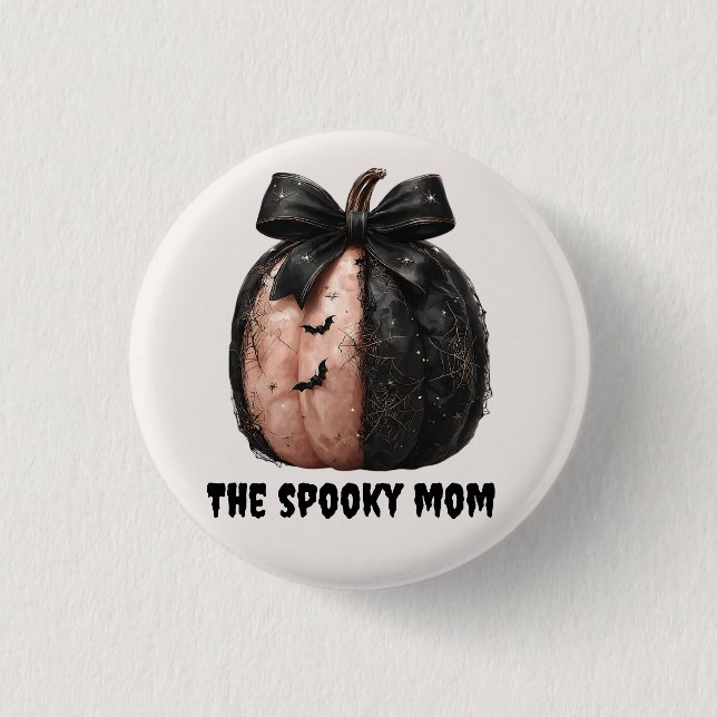 The Spooky Mom Halloween Pumpkin Button (Front)
