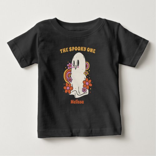 The Spooky One Halloween 1st Birthday Floral Ghost Baby T_Shirt
