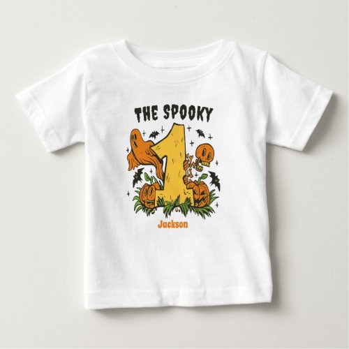 The Spooky One Halloween 1st Birthday Pumpkin Baby T_Shirt