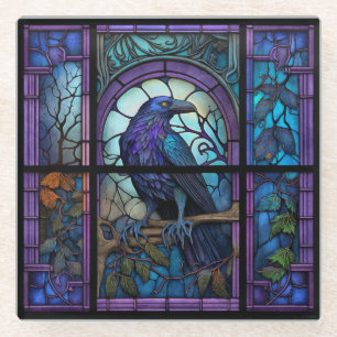 The Spooky Raven Stained Glass Coaster