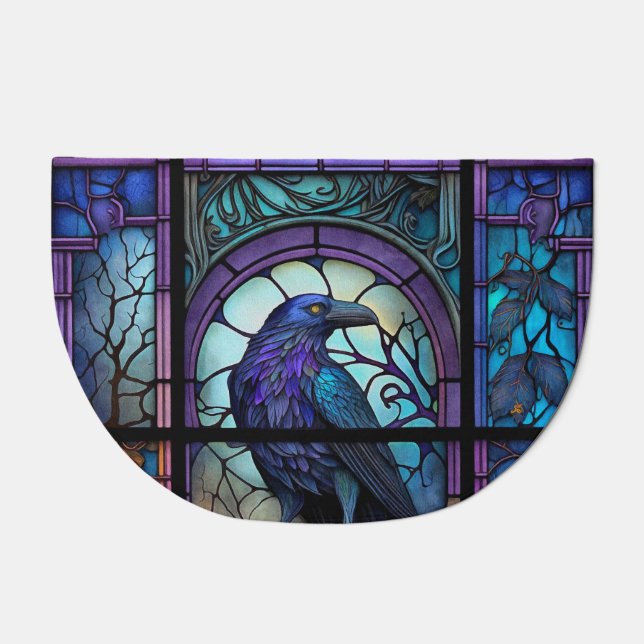 The Spooky Raven Stained Glass Doormat (Front)