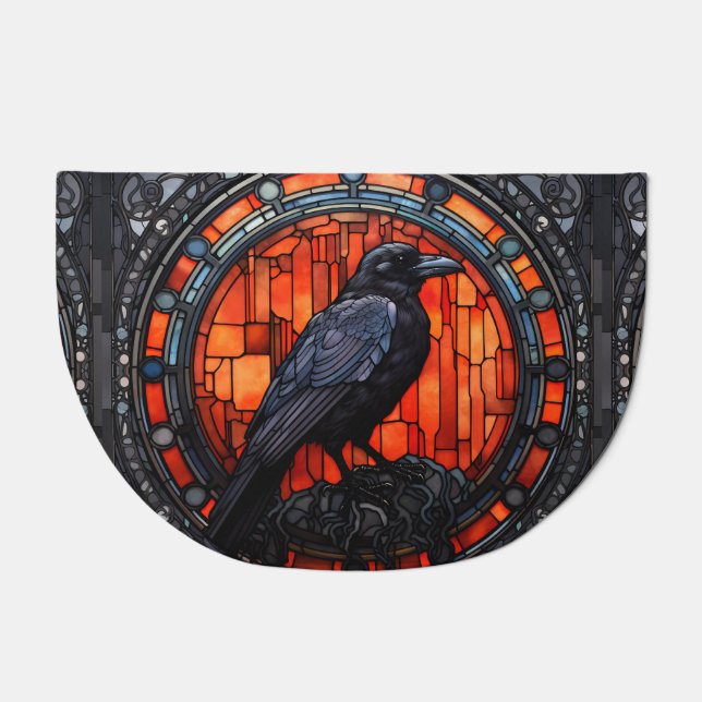 The Spooky Raven Stained Glass Doormat (Front)
