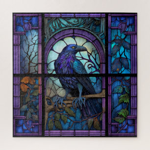 The Spooky Raven Stained Glass Jigsaw Puzzle