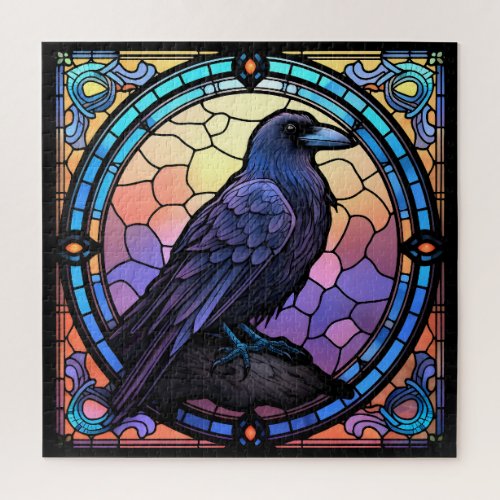 The Spooky Raven Stained Glass Jigsaw Puzzle