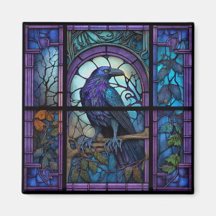 The Spooky Raven Stained Glass Magnet