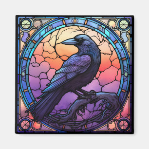 The Spooky Raven Stained Glass Magnet