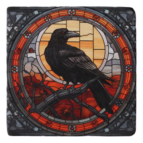 The Spooky Raven Stained Glass Trivet