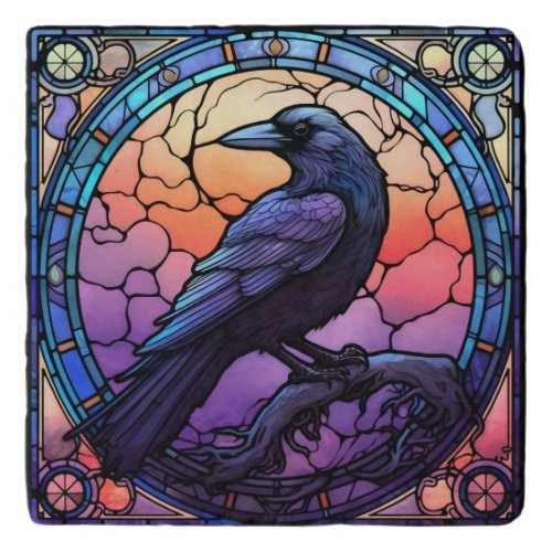 The Spooky Raven Stained Glass Trivet