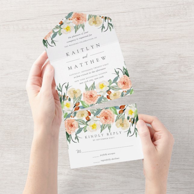 The Spring Blossoms Wedding Collection All In One Invitation (Tearaway)
