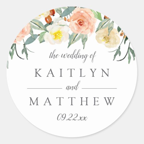 The Spring Blossoms Wedding Collection Classic Round Sticker