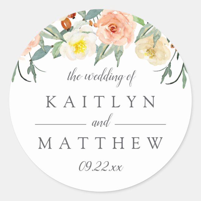 The Spring Blossoms Wedding Collection Classic Round Sticker (Front)