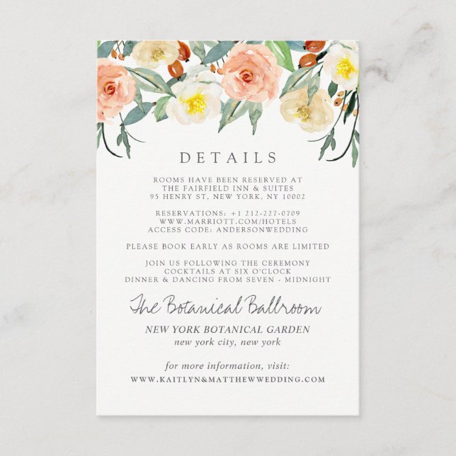 The Spring Blossoms Wedding Collection Detail Enclosure Card (Front)
