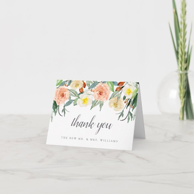 The Spring Blossoms Wedding Collection Letterpress Thank You Card (Front)
