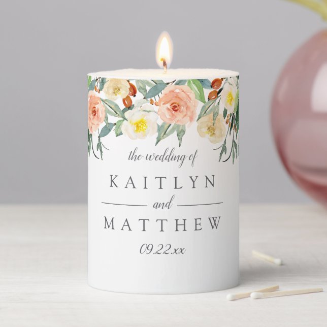 The Spring Blossoms Wedding Collection Pillar Candle (In Situ)