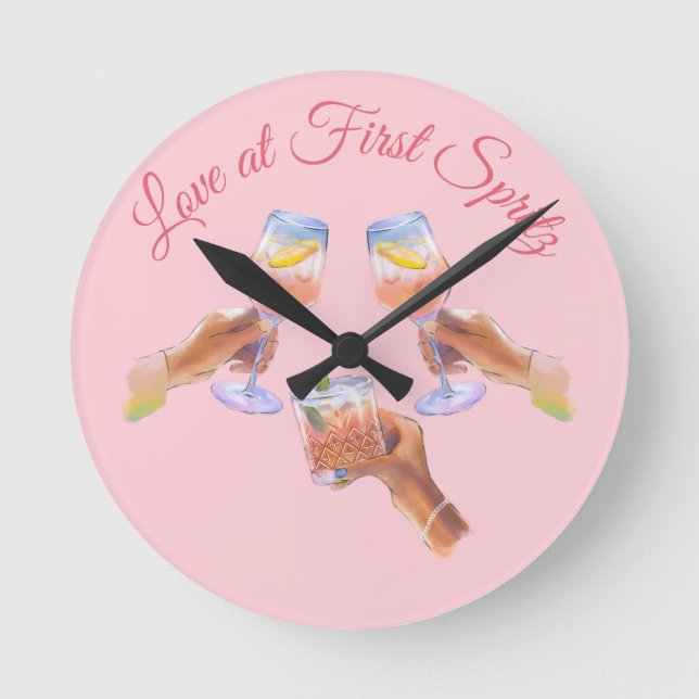 The Spritz Squad | Aperol Bachelorette Party Theme Round Clock (Front)