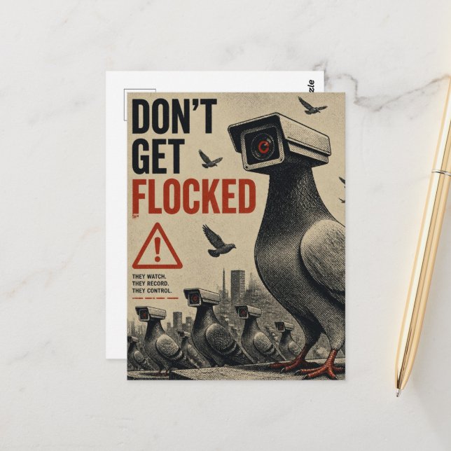 The Spy Pigeons Dystopia Vintage Postcard (Front/Back In Situ)