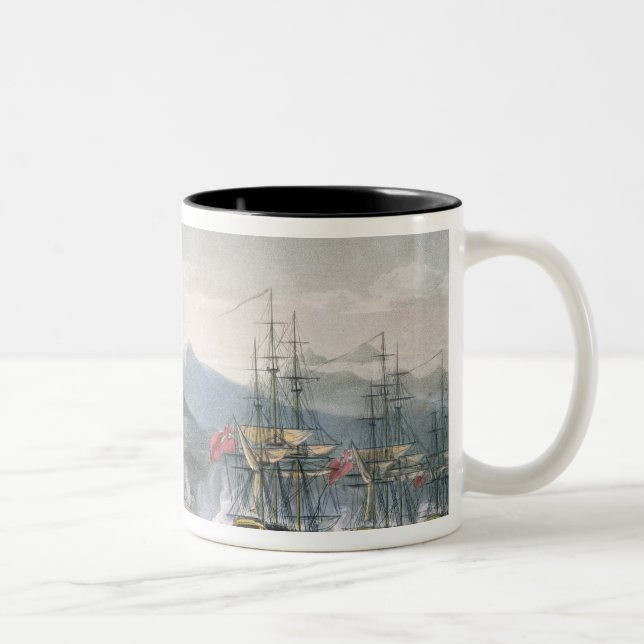 The Squadron under the Command of Sir J. Brisbane Two-Tone Coffee Mug (Right)