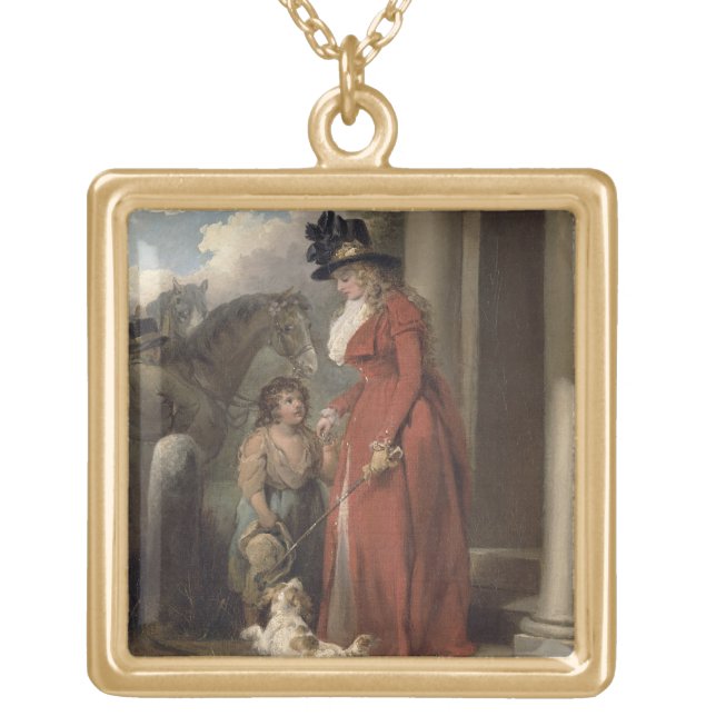 The Squire's Door, c.1790 (oil on canvas) Gold Plated Necklace (Front)