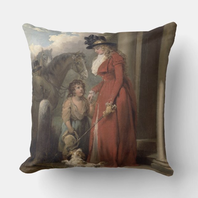 The Squire's Door, c.1790 (oil on canvas) Throw Pillow (Front)
