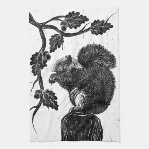 The squirrel and the acorn kitchen towel
