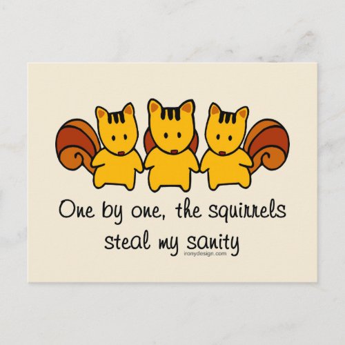 The squirrels steal my sanity postcard