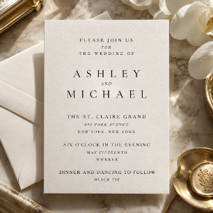 The St. Claire Suite Elegant Black Tie Wedding Letterpress Invitation