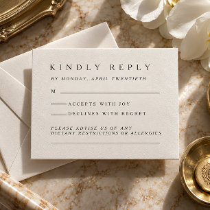 The St. Claire Suite Elegant Black Tie Wedding Letterpress RSVP Cards