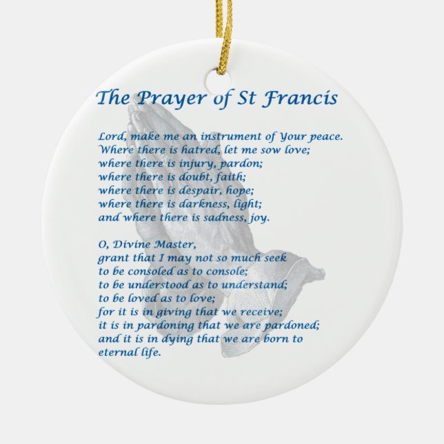 The St Francis Prayer Ceramic Ornament (Front)