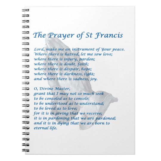 The St Francis Prayer Notebook | Zazzle.com