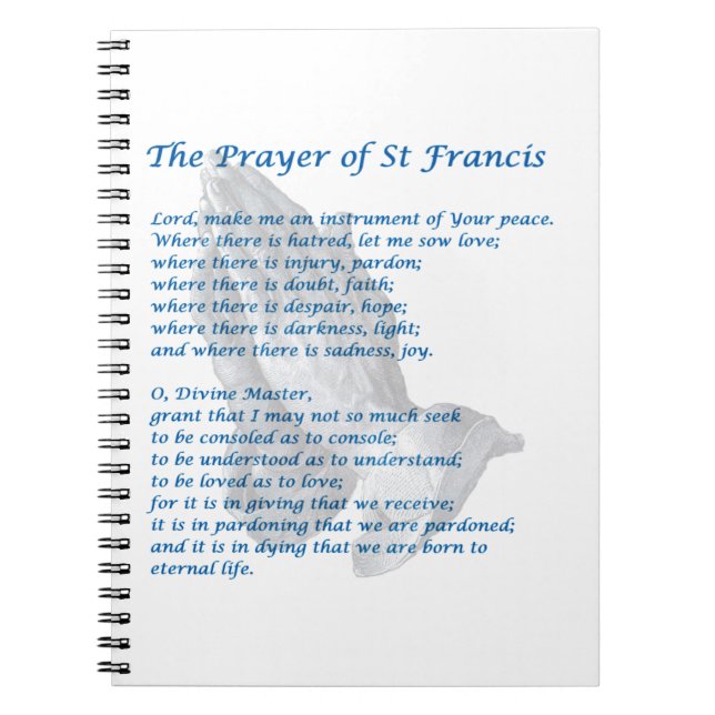 The St Francis Prayer Notebook (Front)