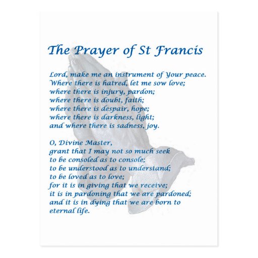 The St Francis Prayer Postcard | Zazzle