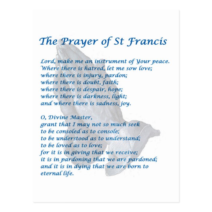 The St Francis Prayer Postcard | Zazzle.com