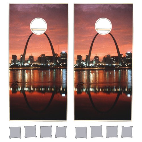 The St Louis Arch at Dusk Photograph Cornhole Set