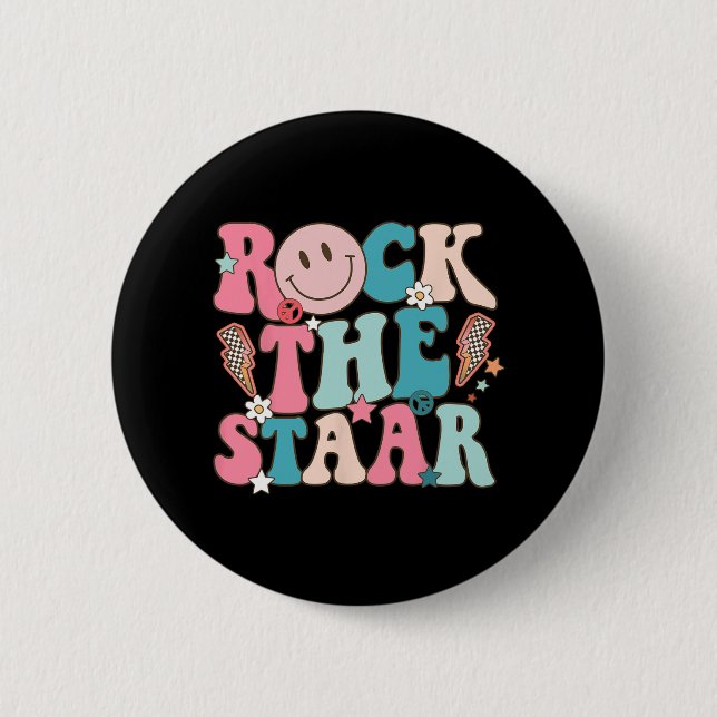 The Staar Test Testing Day Retro Groovy Teacher St Button (Front)