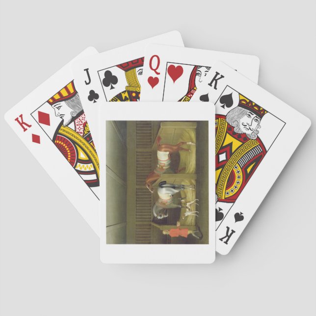 The Stables and Two Famous Running Horses belongin Poker Cards (Back)