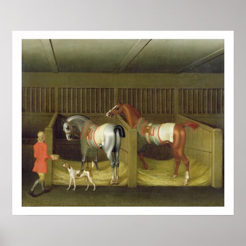 The Stables and Two Famous Running Horses belongin Poster