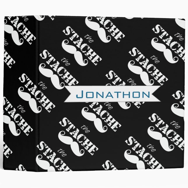 The Stache Moustache Pattern 3 Ring Binder (Front/Spine)