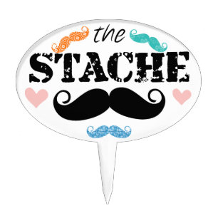 The Stache Moustache Pattern Groom's Cake Topper