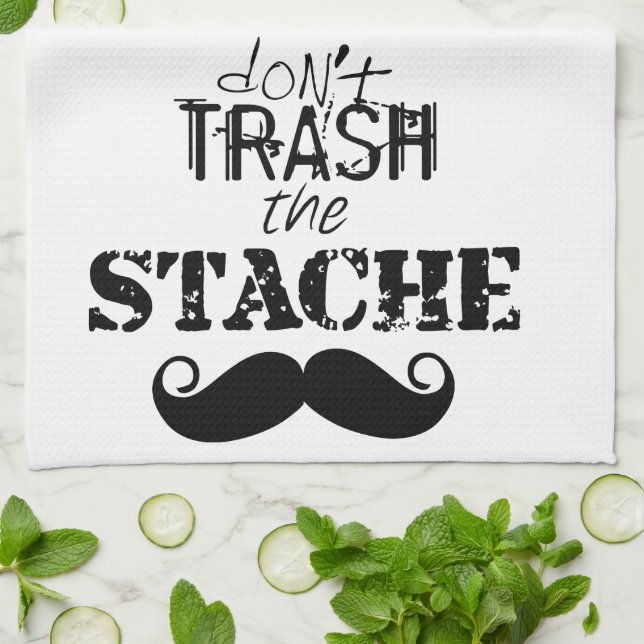 The Stache Moustache Pattern Kitchen Towel (Folded)