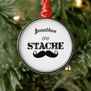The Stache Moustache Pattern Metal Ornament