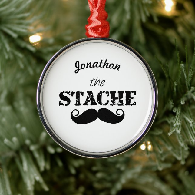 The Stache Moustache Pattern Metal Ornament (Tree)