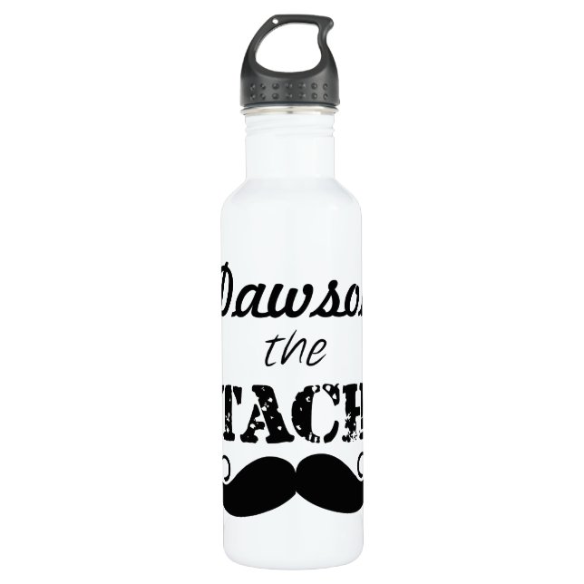 The Stache Moustache Pattern Stainless Steel Water Bottle (Front)