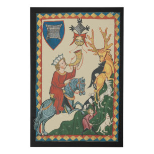 The Stag Hunt, 14th Century Medieval Art Faux Canvas Print