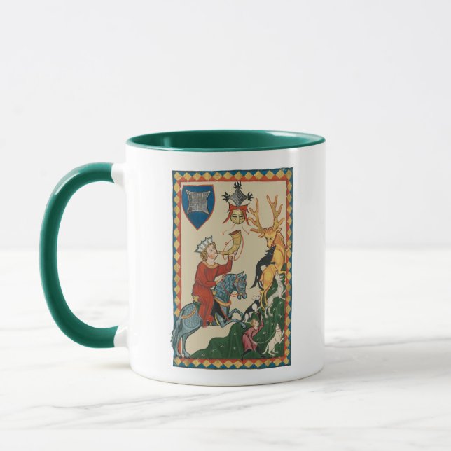 The Stag Hunt, 14th Century Medieval Art Mug (Left)