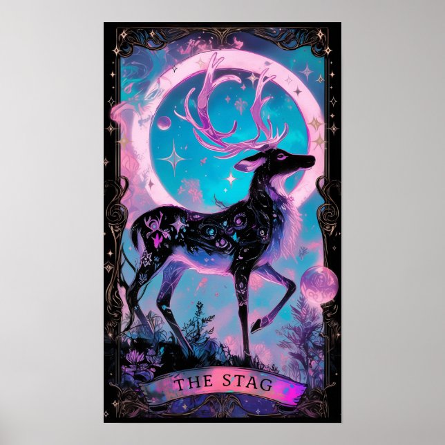 The Stag Tarot Card Witchy Poster (Front)